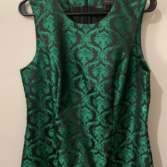 Banana Republic Emerald Green and Black Brocade Sheath Dress size (12) - Picture 3 of 6